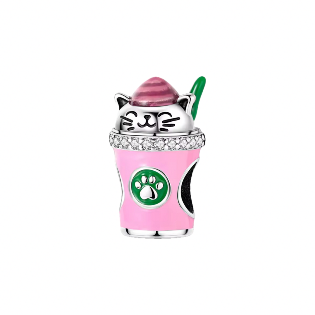 Pink Cat-Drink Charm