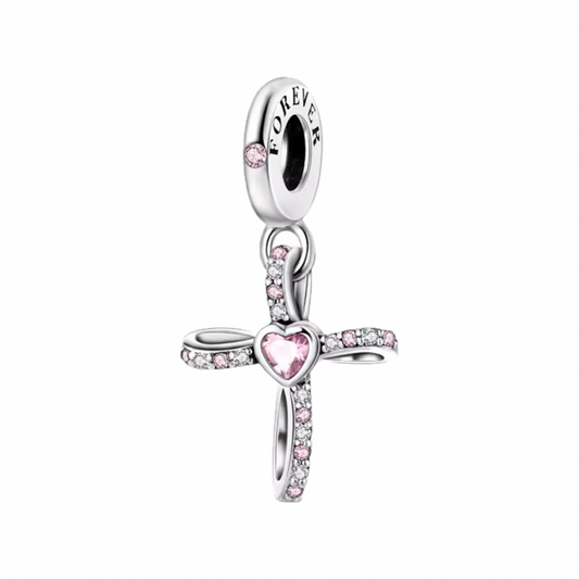 Rosa Kreuz Charm