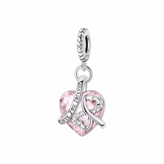 Infinity-Heart-Charm mit Gravur „Love you forever“